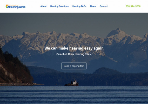 Thumbnail screenshot of Campbell River Hearing Clinic website home page.