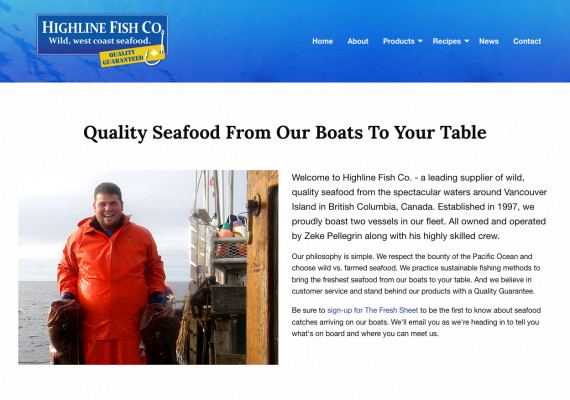 Thumbnail screenshot of Highline Fish Co website home page.